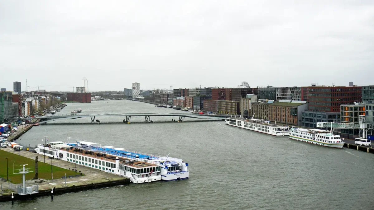 View of part of the harbor in Amsterdam