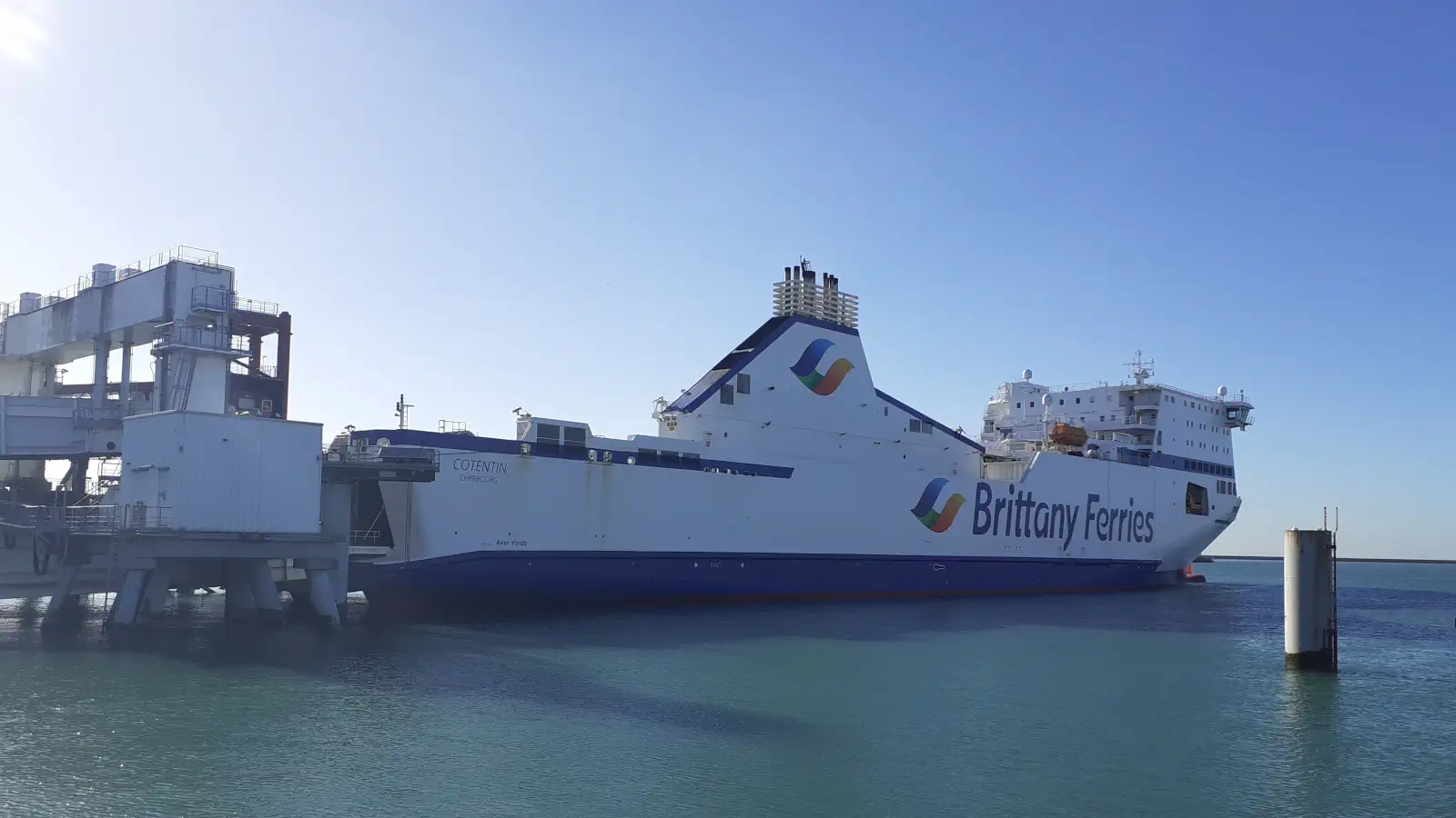 The Ferry Cotentin of Brittany Ferries in the port of Le Havre.