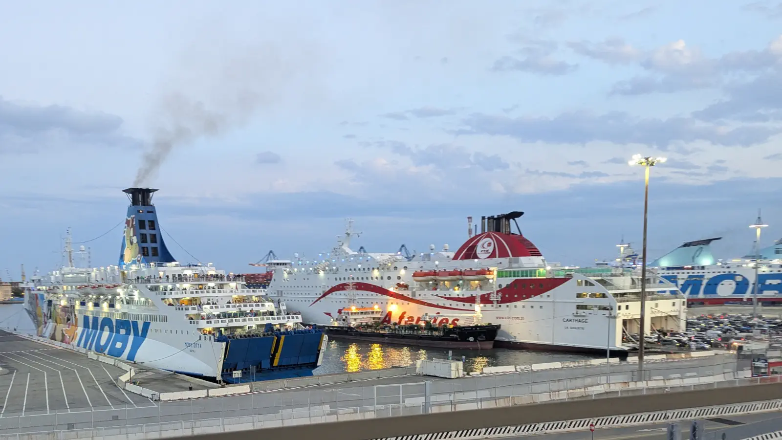 The CTN Ferries Carthage in the port of Genoa.