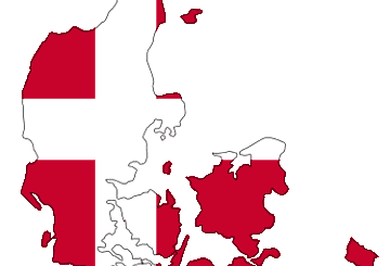 Map of Denmark with Danish flag