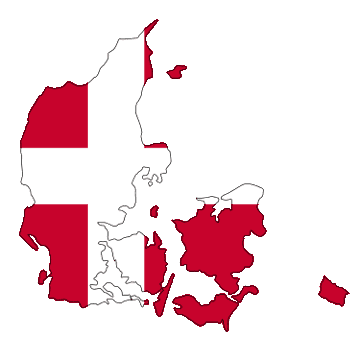 Map of Denmark with Danish flag