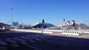 View of the ferry docks in the port of Piombino. Ferries to Elba, Corsica, Pianosa and Sardinia leave from here.