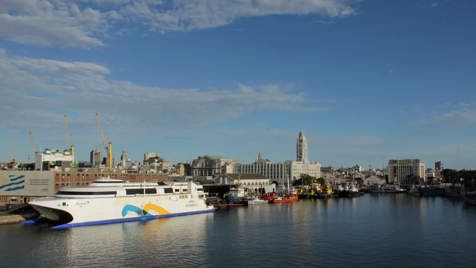 View of the ferry port of Montevideo with the Ferry Buquebus Francisco.