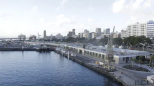 View of the ferry port of Santa Cruz de Tenerife on the Canary Islands.
