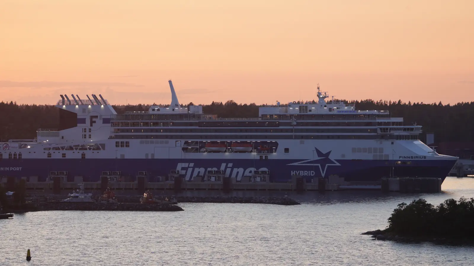 The Finnlines Ferry Finnsirius in the port of Kapellskär shortly before leaving for Naantali.