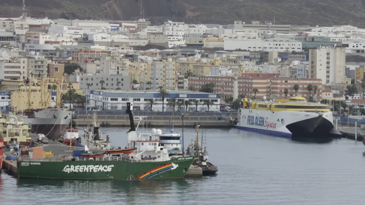 Fred. Olsen Express Ferry Bentago Express in the port of Las Palmas, Gran Canaria.