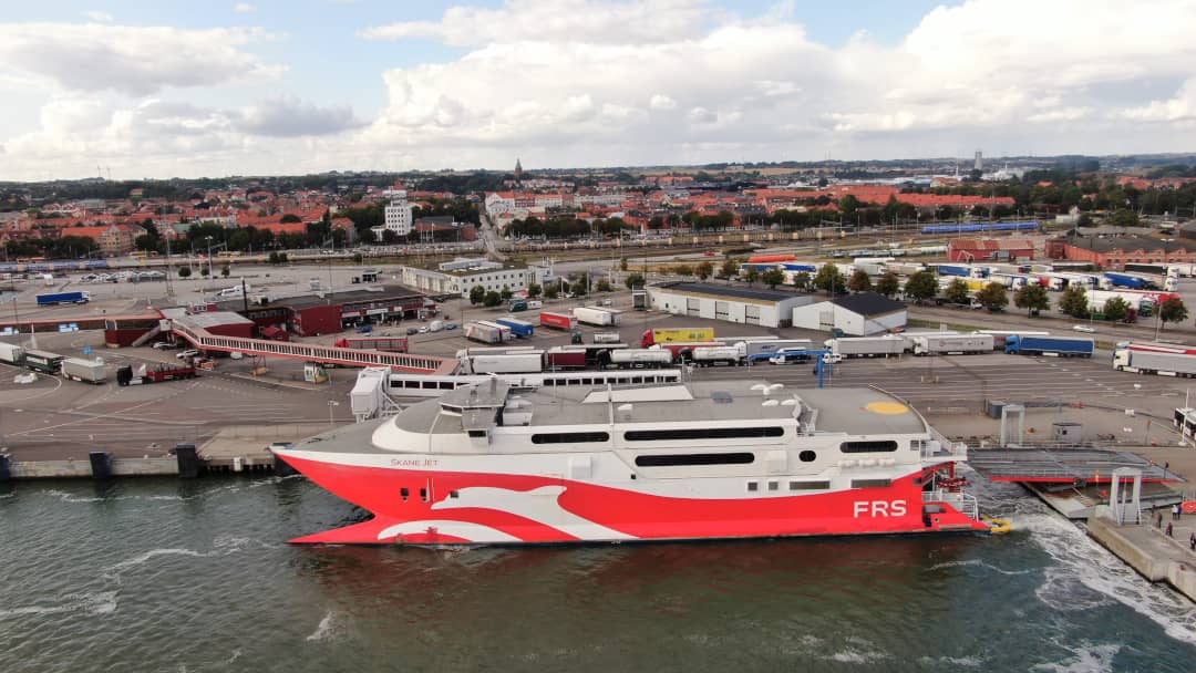 FRS Baltic Ferry Skane Jet in the port of Ystad in southern Sweden.