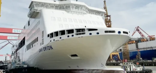 The new GNV ferry Orion at the shipyard in China.