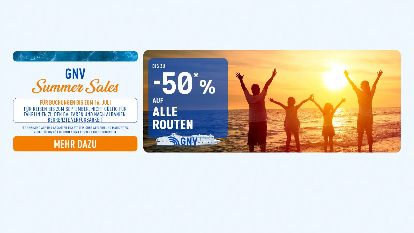 GNV Summer Sale with up to 50% discount on ferries to Sardinia and Sicily.