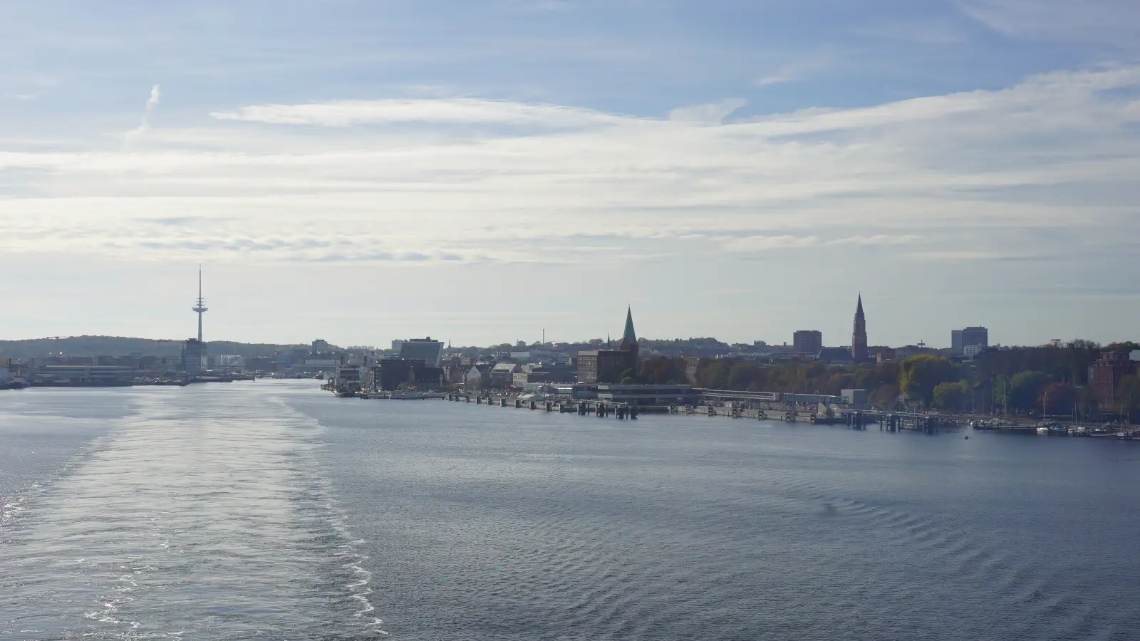 View from the Kiel Fjord to the port city Kiel.