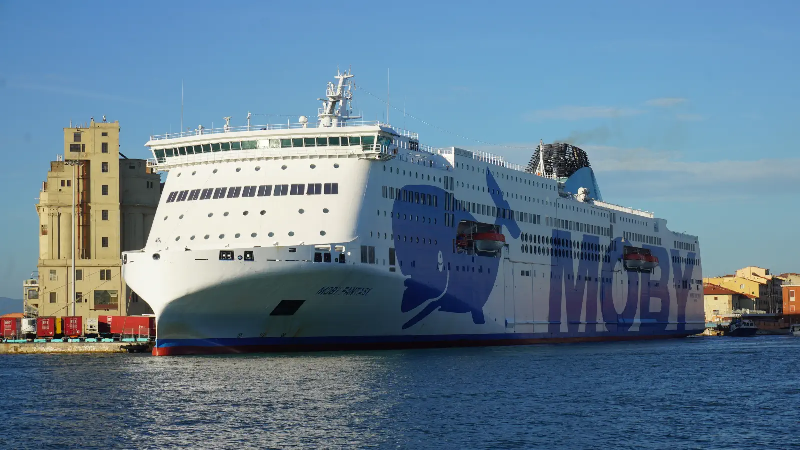 The Moby Lines Ferry Moby Fantasy sails between Livorno and Olbia.