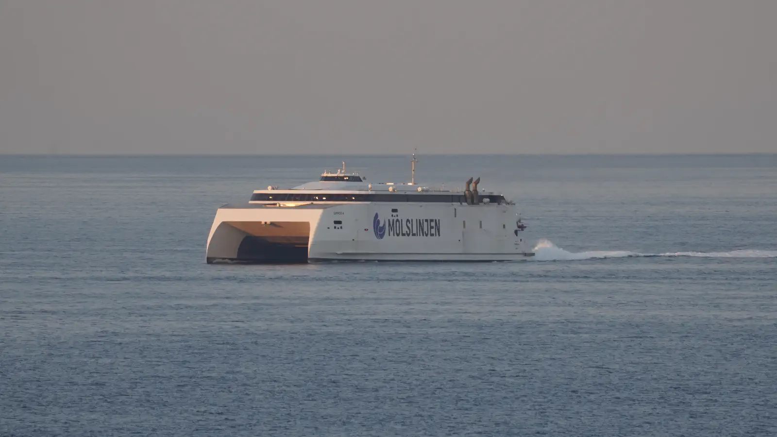 Ferry Molslinjen Express 4 on its way from Odden to Aarhus.