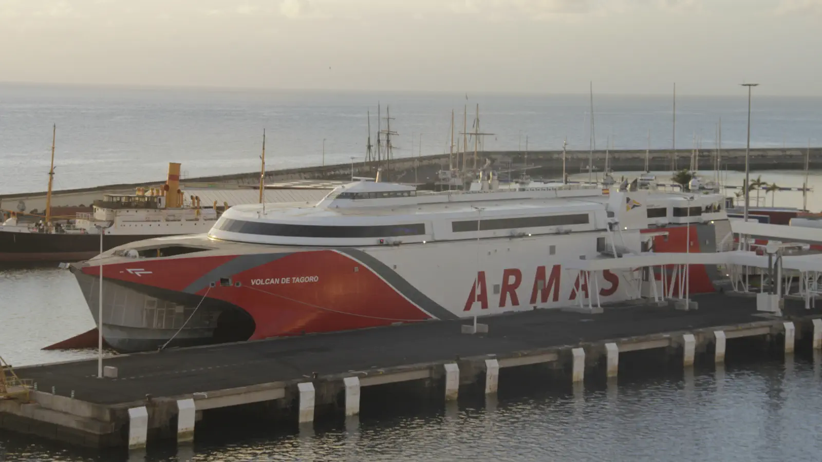 The fast ferry Volcan de Tagoro at the Naviera Armas ferry terminal.