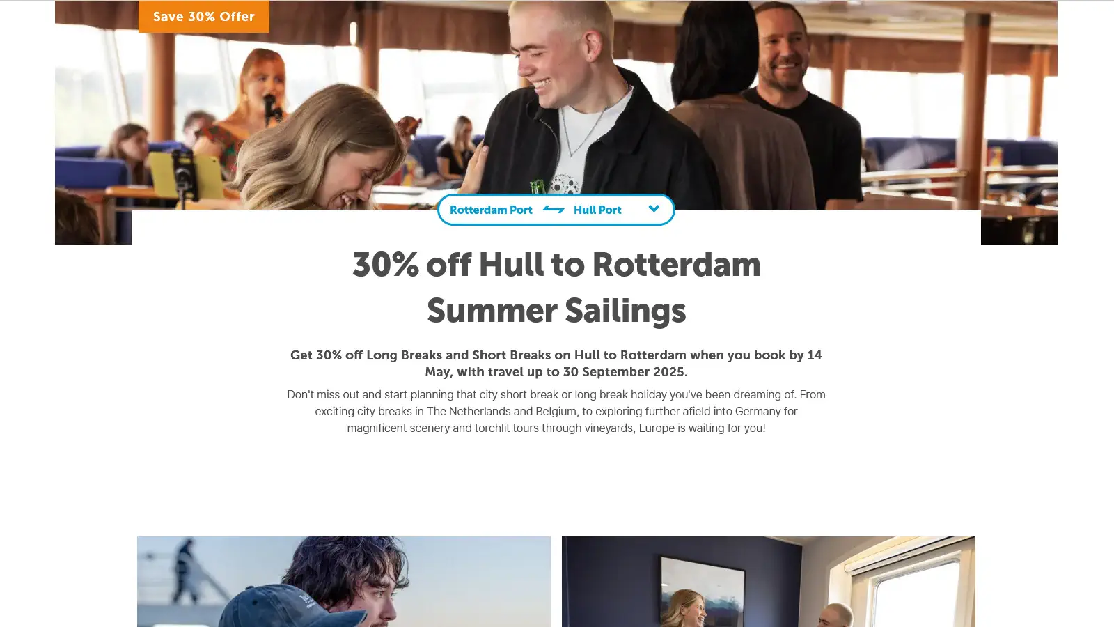 P&O Ferries summer travel offer with 30% discount.