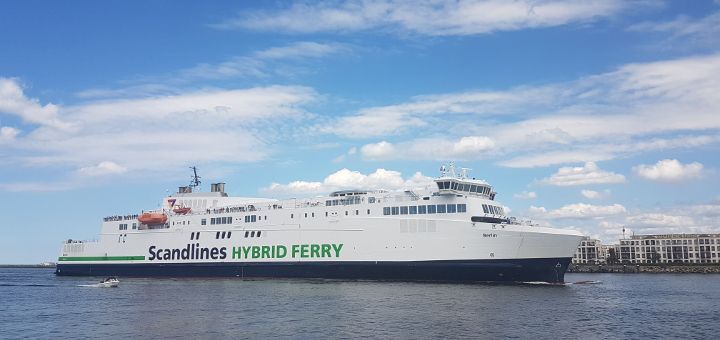Scandlines Ferry Berlin entering the port of Rostock.