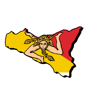 Map and flag of Sicily