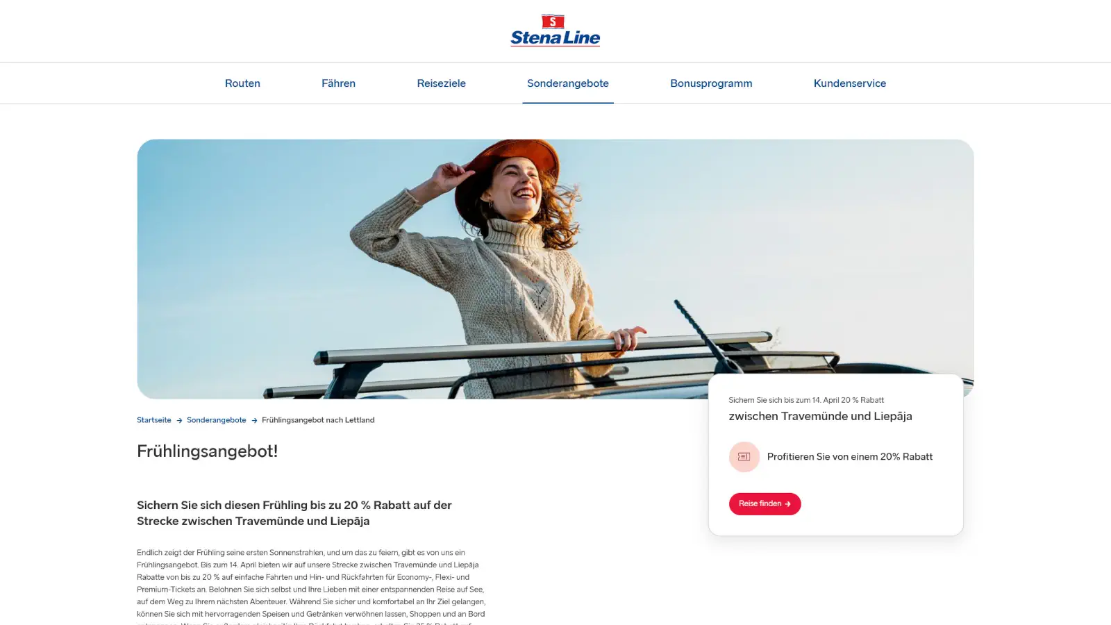 Stena Line Spring offer with 20% discount to Latvia