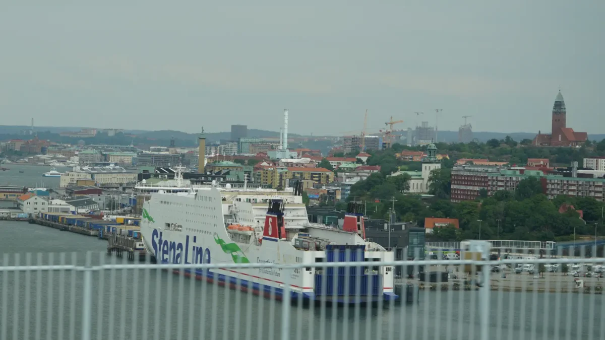 The Ferry Stena Germanica of the shipping company Stena Line is moored in the port of Gothenburg.