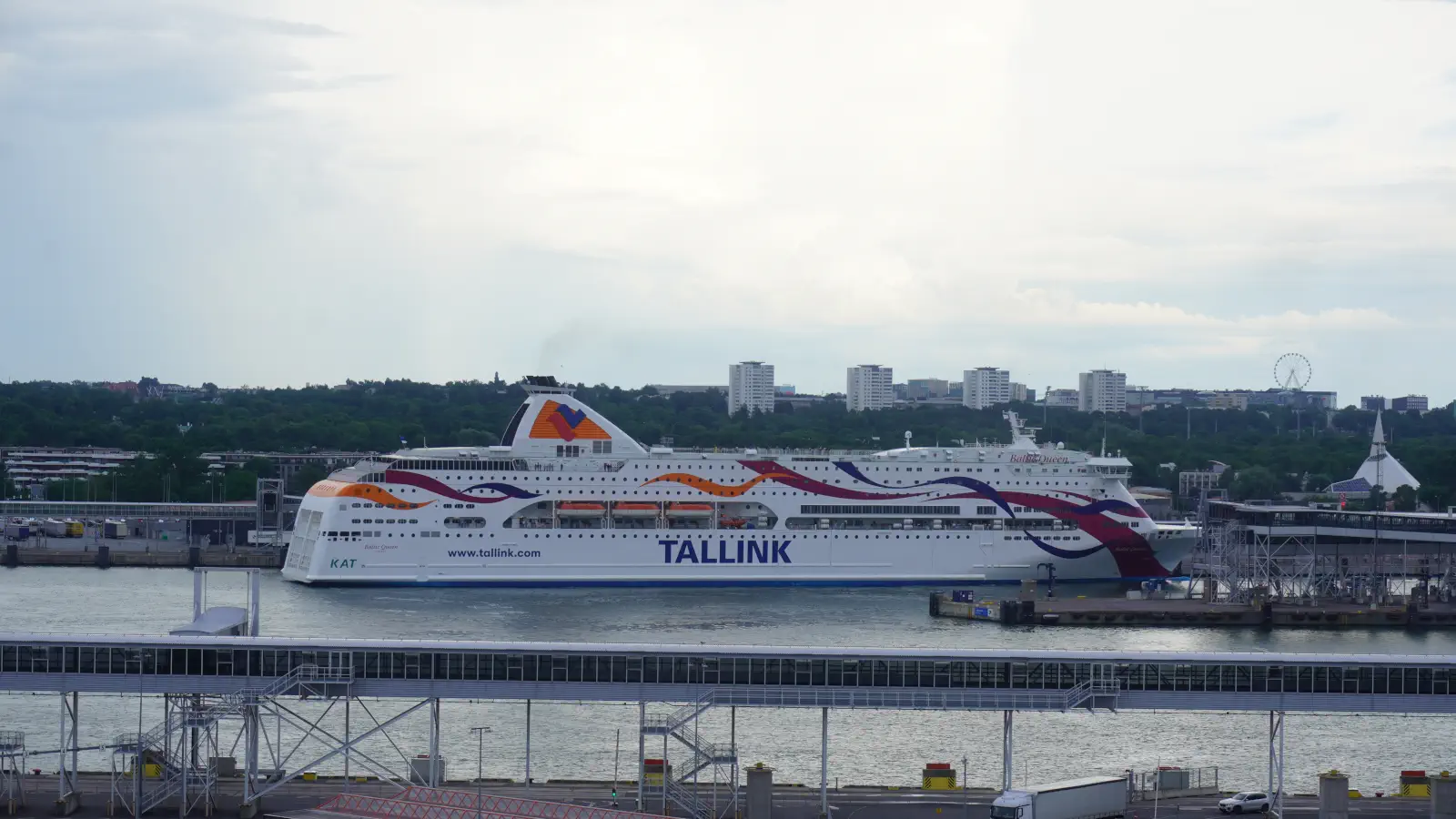 The Tallink Ferry Baltic Queen in the port of Tallinn.