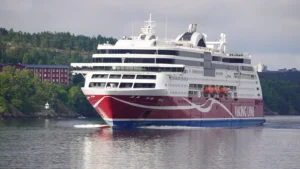 Viking Line Viking Line ferry Viking Grace in the archipelago off Stockholm coming from Turku (Finland).