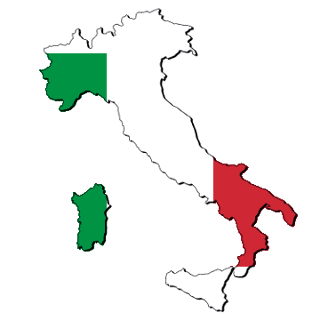 Map and flag of Italy
